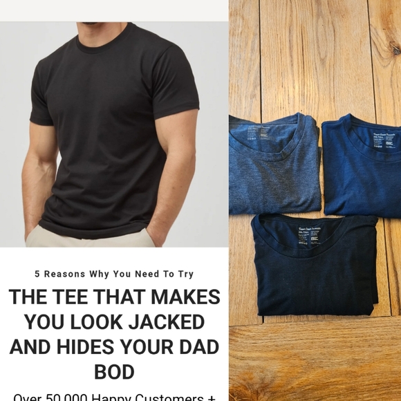 BUNDLE! Men's Classic Crew Neck T-Shirt 3-Pack - Black, Navy, Gray - Picture 1 of 9